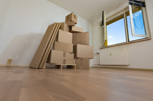 Furniture and boxes prepared for a South Kensington relocation